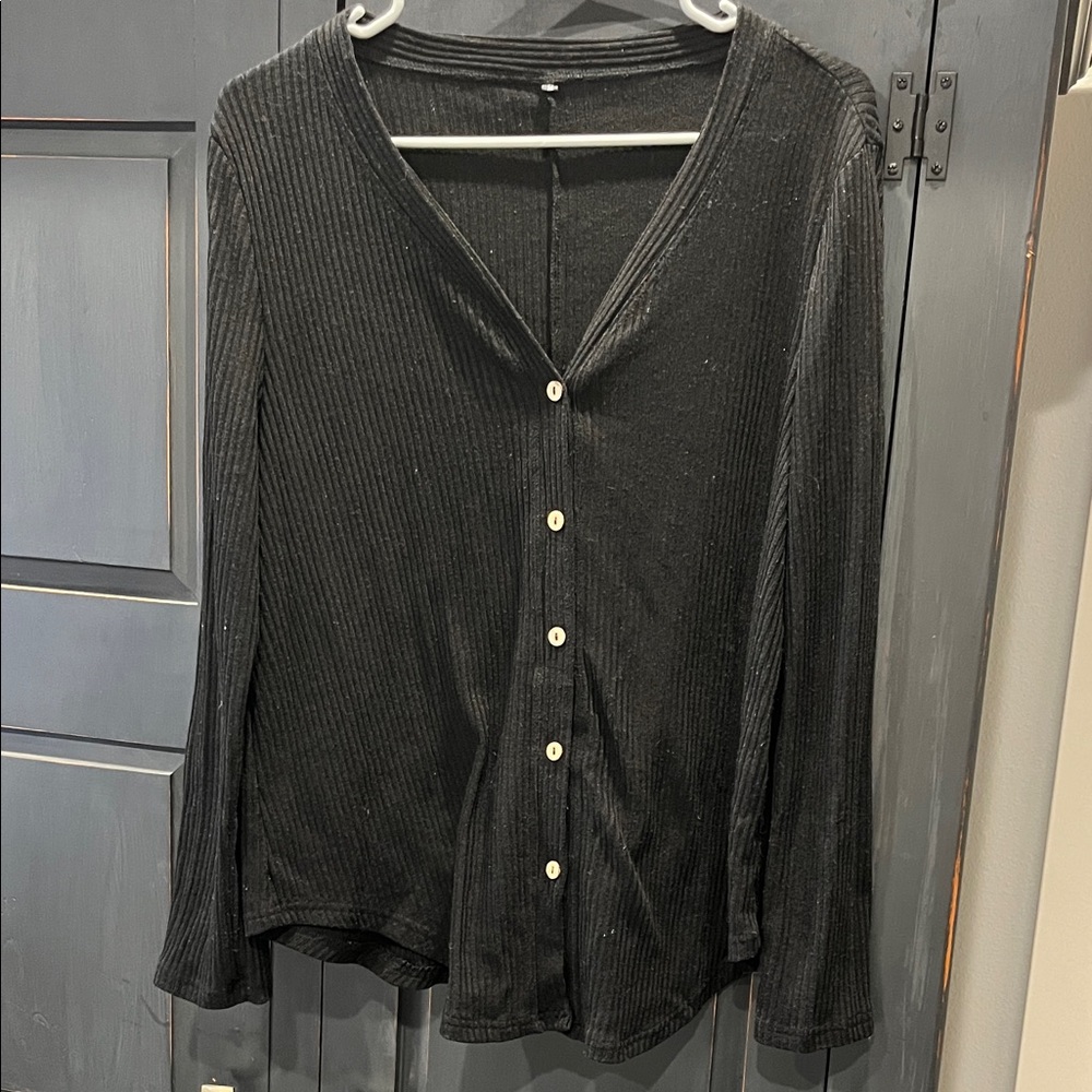 Black Button-Up Women's Top